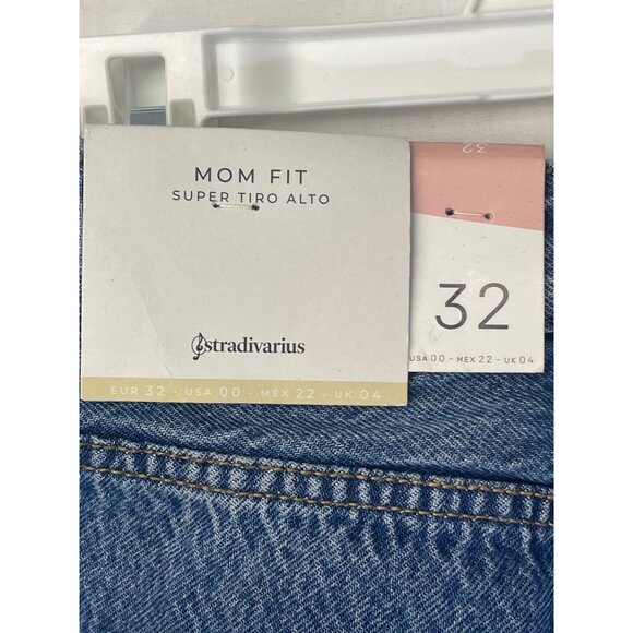 Stradivarius mom fit blue Jeans distressed super tiro alto size 00 - Picture 6 of 13